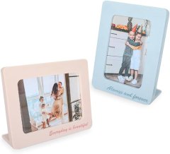 Nikcorp Set od 2 ukrasna okvira za fotografije, elegantna dekoracija za dom, ručno polirani, rozi i plavi, 18x22.5cm i 15.5x20cm