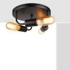 Nikcorp ASCELINA Stropna Svjetiljka s 3 grla, vintage retro dizajn za dnevni boravak i spavaću sobu, metalna, crna, 24 cm