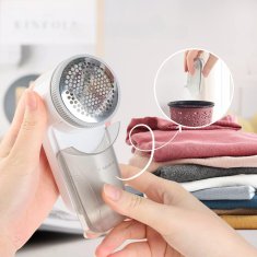 Nikcorp Električni aparat za uklanjanje mucica, prijenosni brijač za odjeću, veste i tkanine, na baterije, za brzo uklanjanje vlakana, bijeli, 13x6 cm