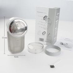 Nikcorp Električni aparat za uklanjanje mucica, prijenosni brijač za odjeću, veste i tkanine, na baterije, za brzo uklanjanje vlakana, bijeli, 13x6 cm