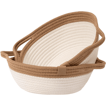 Nikcorp Pamučna košara za pohranu, okrugla, za organizaciju sitnica, kozmetike i dodataka, mekana i elegantna, bijela boja