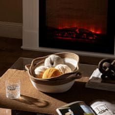 Nikcorp Pamučna košara za pohranu, okrugla, za organizaciju sitnica, kozmetike i dodataka, mekana i elegantna, bijela boja