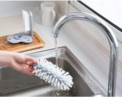 Nikcorp Dvostruka četka za pranje boca i čaša s vakuumskim držačem, za brzo i temeljito čišćenje staklenki i šalica, siva