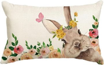 Nikcorp Ukrasna jastučnica s motivom zeca i cvijeća, proljetna dekoracija za Uskrs, mekana i izdržljiva, 30x50 cm