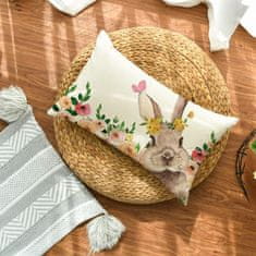 Nikcorp Ukrasna jastučnica s motivom zeca i cvijeća, proljetna dekoracija za Uskrs, mekana i izdržljiva, 30x50 cm