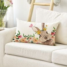 Nikcorp Ukrasna jastučnica s motivom zeca i cvijeća, proljetna dekoracija za Uskrs, mekana i izdržljiva, 30x50 cm