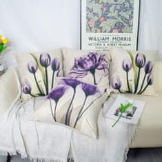 Nikcorp Ukrasne jastučnice lanene, set 4 kom, za elegantan dom, s motivom tulipana, skriveni zatvarač, bijela, 45x45 cm