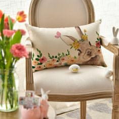 Nikcorp Ukrasna jastučnica s motivom zeca i cvijeća, proljetna dekoracija za Uskrs, mekana i izdržljiva, 30x50 cm