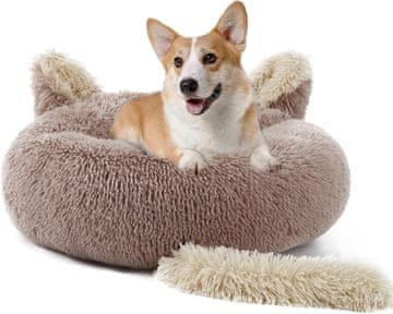 Nikcorp Mekani plišani krevet za pse i mačke, udoban i topao jastuk za kućne ljubimce, okrugli, periv, protuklizni, bež, 60 cm