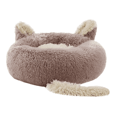 Nikcorp Krevet za pse i mačke, plišani jastuk za udoban odmor, mekani okrugli ležaj s protukliznim dnom, bež, 50 cm