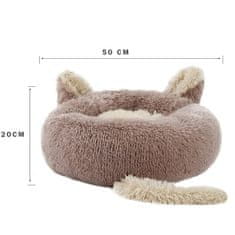 Nikcorp Krevet za pse i mačke, plišani jastuk za udoban odmor, mekani okrugli ležaj s protukliznim dnom, bež, 50 cm