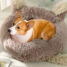 Nikcorp Krevet za pse i mačke, plišani jastuk za udoban odmor, mekani okrugli ležaj s protukliznim dnom, bež, 50 cm