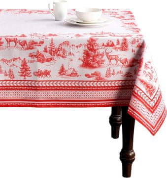 Nikcorp Pravokutni stolnjak 100% pamuk, periv u perilici, za blagovaonicu i kuhinju, božićni i svečani, Öko-Tex, Zimski Joui, 160x220 cm