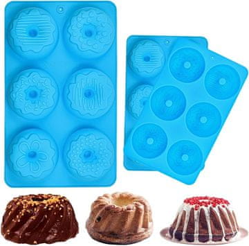 Nikcorp Silikonski kalupi za krafne 3 kom, za pečenje muffina i kolača, neprianjajući, 18 oblika, otporni na toplinu, plavi