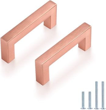 Nikcorp Ručkice za kuhinjske ormariće 15 kom, moderne metalne ručke za ladice i vrata, nehrđajući čelik, rozo zlatne 8,6 cm