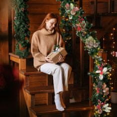 Nikcorp Umjetne borove grane za Božić, set 6 komada, realističan izgled za dekoracije, vijence i aranžmane, s crvenim bobicama