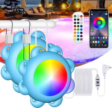 Nikcorp LED rasvjeta za bazen, RGB podvodno svjetlo s daljinskim i aplikacijom, IP68 vodootporno, 10m kabel, 160.000 boja