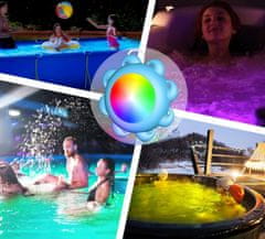 Nikcorp LED rasvjeta za bazen, RGB podvodno svjetlo s daljinskim i aplikacijom, IP68 vodootporno, 10m kabel, 160.000 boja