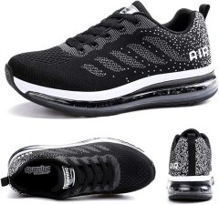 Nikcorp Sportske tenisice sa zračnim jastukom za trčanje, prozračne i udobne, unisex, za fitness i teretanu, crne, 35 EU