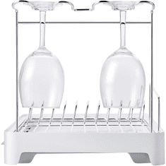 Nikcorp Ocjeđivač suđa sklopivi, proširivi stalak za sušenje posuđa s držačem za pribor i čaše, podloga za odvod, sivi 42x29 cm