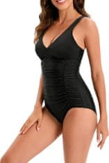 Nikcorp Ženski kupaći kostim visokog struka za udobnost i stil, rastezljiv i brzo sušeći materijal, V-izrez, podstavljen, crni, L