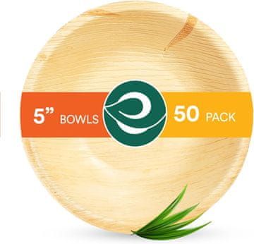 Nikcorp Ekološke zdjelice od palminog lišća, biorazgradive i kompostabilne, za topla i hladna jela, zabave i piknike, bež, 13 cm, 50 kom