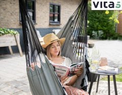 Nikcorp Viseća fotelja za ljuljanje za unutarnju i vanjsku upotrebu, pamučna s 2 jastuka, nosivost 150 kg, za balkon i vrt, siva