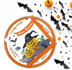 Nikcorp Jednokratni tanjuri i salvete za Halloween, set 40 kom, za zabave i proslave, motiv bundeve, tanjuri 23 cm, salvete 33x33 cm