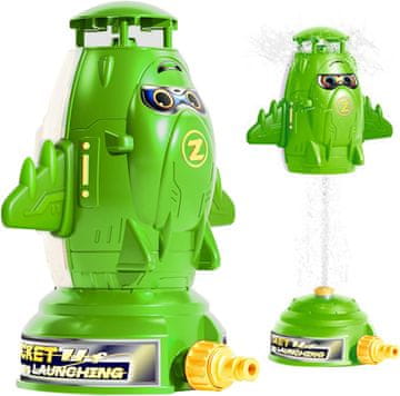 Nikcorp Vodena raketa prskalica za djecu za ljetnu zabavu, igračka za vrt i dvorište, spajanje na crijevo, zelena 23 cm