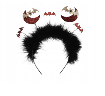 Nikcorp Rajf za kosu za Halloween sa šljokičastim šišmišima i perjem, udoban dodatak za kostim za djecu i odrasle, crni, univerzalni