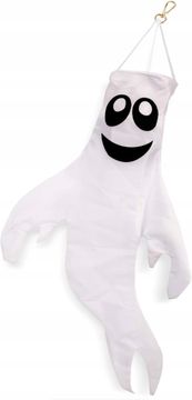 Nikcorp Viseći duh za Halloween, vanjska dekoracija za vrt i dvorište, otporan na vremenske uvjete, s kopčom, bijeli, 109 cm