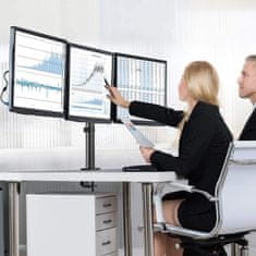 Nikcorp Stolni nosač za 3 monitora, podesivi stalak za ergonomski rad, VESA 75x100, za 13-24 inča, okretni i nagibni, crni