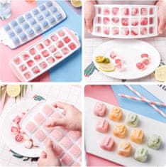 Nikcorp Set 4 silikonska kalupa za led s poklopcima, 84 kocke leda, oblici srca i brojeva, za koktele, sokove i dječju hranu