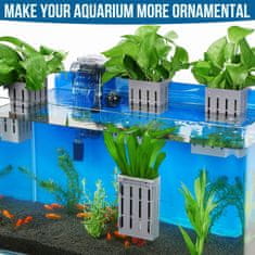 Nikcorp Set držača za akvarijske biljke 4 kom, za uzgoj vodenih biljaka, s vakuumskim čašicama i kukama, siva boja