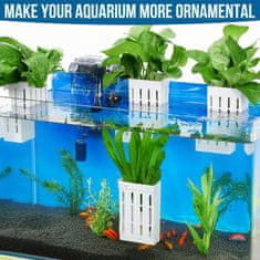 Nikcorp Držač za akvarijske biljke, set 4 kom, za uzgoj vodenih i poluvodenih biljaka, s vakuumskim čašicama i kukicama, bijeli