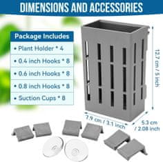 Nikcorp Set držača za akvarijske biljke 4 kom, za uzgoj vodenih biljaka, s vakuumskim čašicama i kukama, siva boja