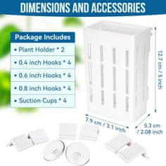 Nikcorp Set držača za akvarijske biljke, 2 kom, za uzgoj vodenih i poluvodenih biljaka, s kukicama i vakuumskim čašicama, bijeli