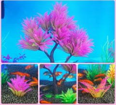 Nikcorp Plastično drvce za akvarij, realistična dekoracija, set s umjetnim grmljem, sigurno za ribe, roza, 17 x 20.5 cm