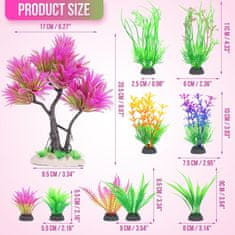 Nikcorp Plastično drvce za akvarij, realistična dekoracija, set s umjetnim grmljem, sigurno za ribe, roza, 17 x 20.5 cm