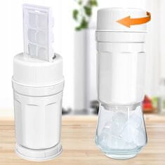 Nikcorp Set za led s 3 kalupa i posudom, jednostavno vađenje kockica leda okretnim mehanizmom, BPA free plastika, bijeli