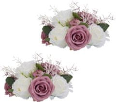 Nikcorp Set umjetnih ruža 10 kom, realistične cvjetne kugle za vjenčanje, stolne dekoracije, dom, bijelo-ružičaste, 23x12 cm