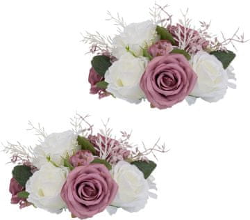 Nikcorp Set umjetnih ruža 10 kom, realistične cvjetne kugle za vjenčanje, stolne dekoracije, dom, bijelo-ružičaste, 23x12 cm