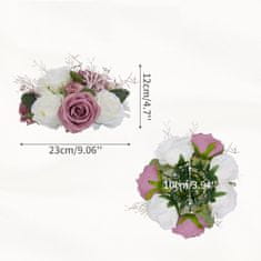 Nikcorp Set umjetnih ruža 10 kom, realistične cvjetne kugle za vjenčanje, stolne dekoracije, dom, bijelo-ružičaste, 23x12 cm