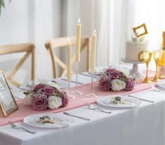 Nikcorp Set umjetnih ruža 10 kom, realistične cvjetne kugle za vjenčanje, stolne dekoracije, dom, bijelo-ružičaste, 23x12 cm