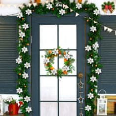 Nikcorp Set umjetnog cvijeća za božićno drvce, 32 komada, elegantni svjetlucavi ukrasi za bor i interijer, srebrni