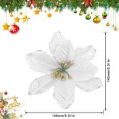 Nikcorp Set umjetnog cvijeća za božićno drvce, 32 komada, elegantni svjetlucavi ukrasi za bor i interijer, srebrni