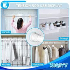 Nikcorp Podesiva teleskopska šipka za zavjese bez bušenja, rastezljiva za tuš kabinu, ormar i prozor, metalna, bijela 46-68 cm