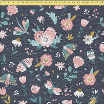 Nikcorp Vodootporno platno za tapeciranje, Oxford 600D tkanina otporna na UV zračenje i trganje, za vrtni namještaj, jastuke, torbe, motiv kukci, 160x100 cm