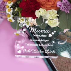 Nikcorp Gravirana akrilna dekoracija puzzle, poklon za Majčin dan, rođendan, Božić, ukras sa posvetom za mamu, prozirna, 8,5x7x1 cm