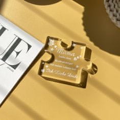 Nikcorp Gravirana akrilna dekoracija puzzle, poklon za Majčin dan, rođendan, Božić, ukras sa posvetom za mamu, prozirna, 8,5x7x1 cm